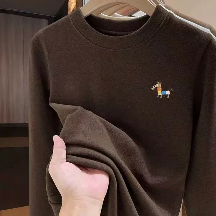 5503冬季双面磨毛卫衣女小马刺绣休闲百搭上衣长度60