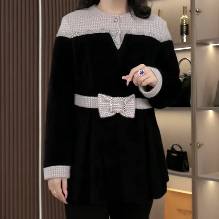 大码女装冬季新款法式重工拼接设计款加厚中式服装上衣ZSX25A0569