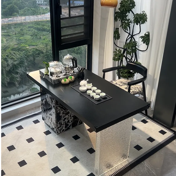 意式轻奢  岩板阳台岛台茶桌椅组合小型泡茶台高端家用2025新款