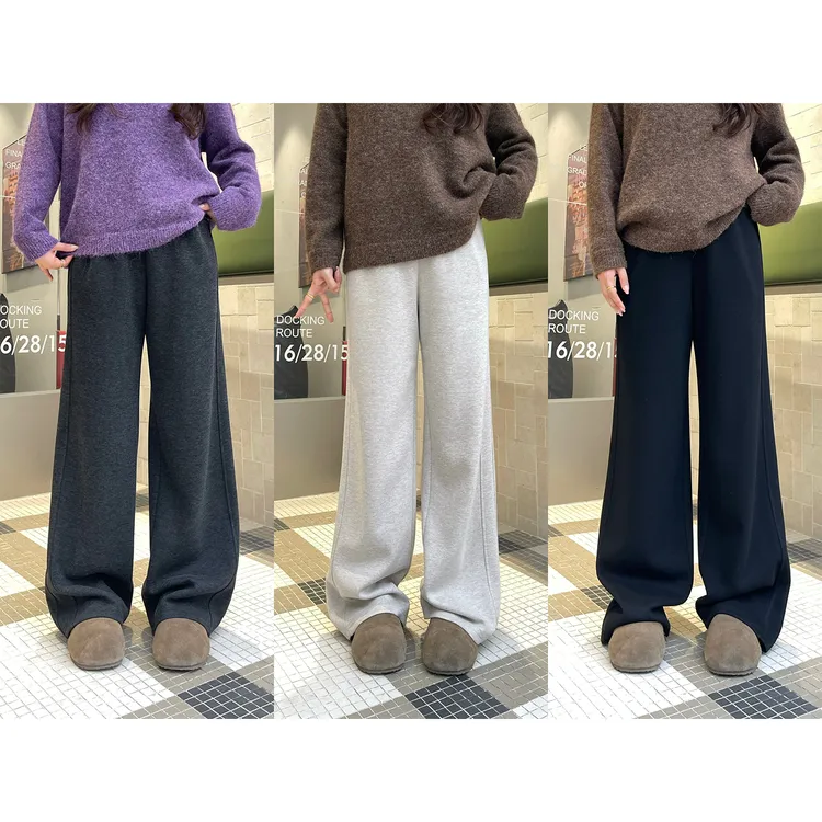 裂渡宣宣【绒感裤】直筒百搭显瘦裤子女冬阔腿高腰休闲裤ZY509F09