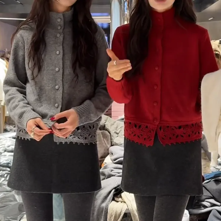 【轻奢镂空】冬季新款镂空针织开衫百搭显瘦上衣LK2508905