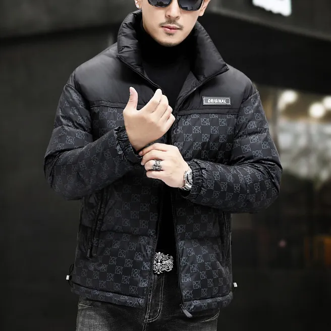 2025新款冬季90鹅绒男款羽绒服立领加厚外套秋冬商务休闲男装夹克
