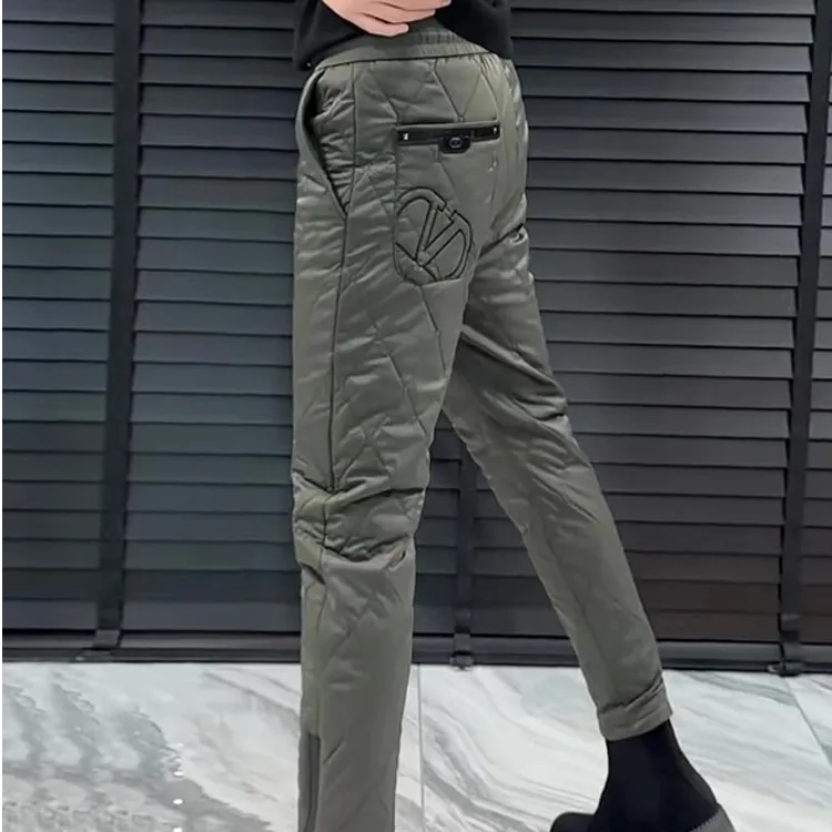 基卢艾劳男士冬季新款时尚保暖棉裤男士潮流修身百搭轻奢小脚长裤