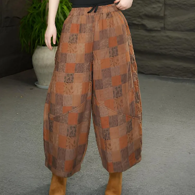 【方格棉裤】印花百搭透气冬季棉裤立体剪裁常规时尚休闲裤棉裤