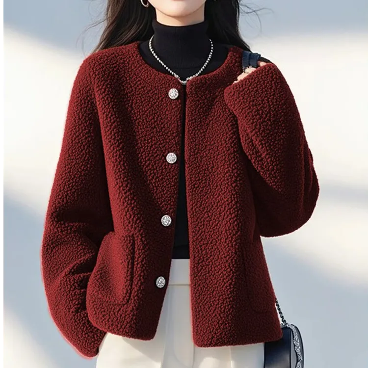 法式安格拉红高级感外套女2025新款秋冬季独特超好看短款气质上衣