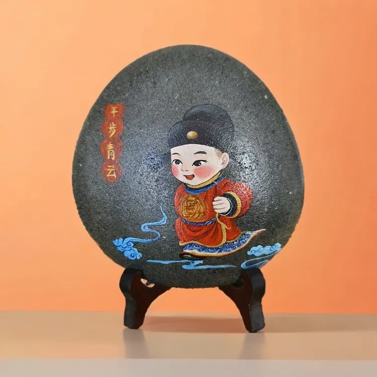 纯手绘石头画成品摆件 彩绘手工 可爱创意妈妈必备伴手礼玄关