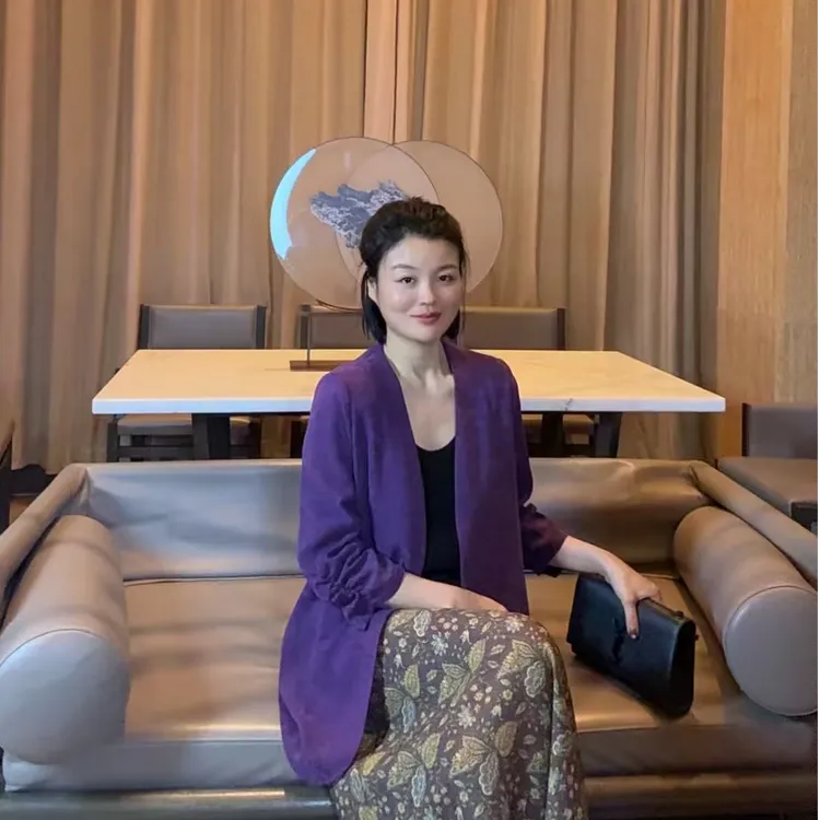 TANTAN  真丝 气质紫色长袖休闲西装 XD  2201