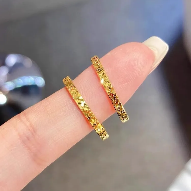 钛钢戒指 小众金色碎碎冰戒指素圈指环时尚简约ins情侣对戒尾戒