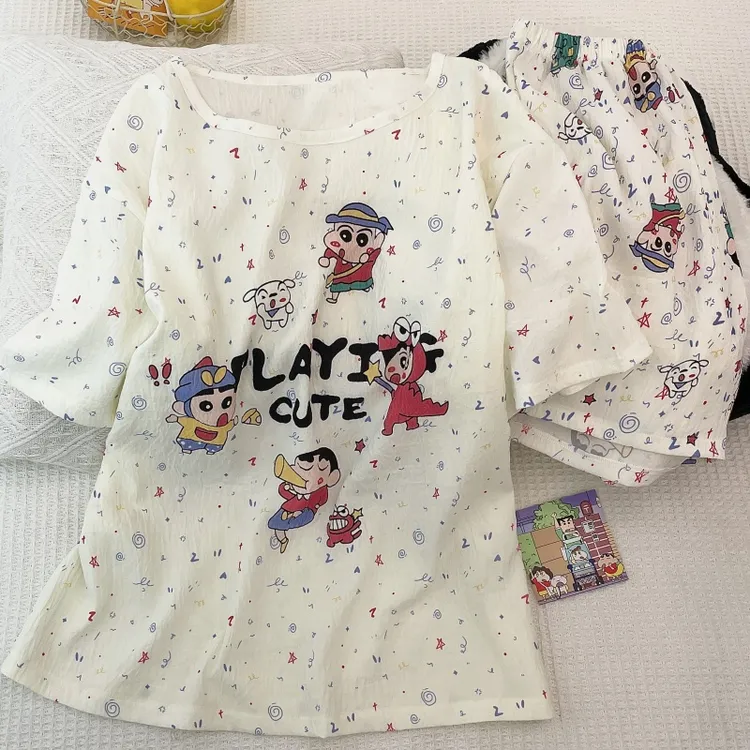 2025新款云朵棉睡衣女夏季卡通可爱可外穿短袖短裤家居服8601
