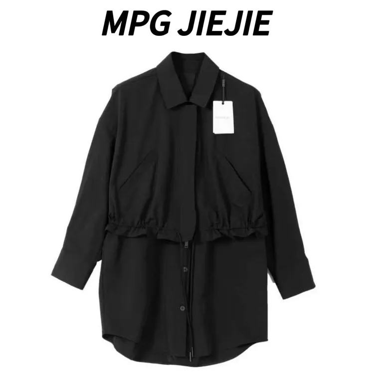 MPG JIEJIE【极简章序】大码秋冬设计感中长款风衣外套