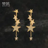 VANPIGEON/梵鸽 黄铜耳饰 闪耀星芒坠链流苏耳钉气质精致时尚耳饰