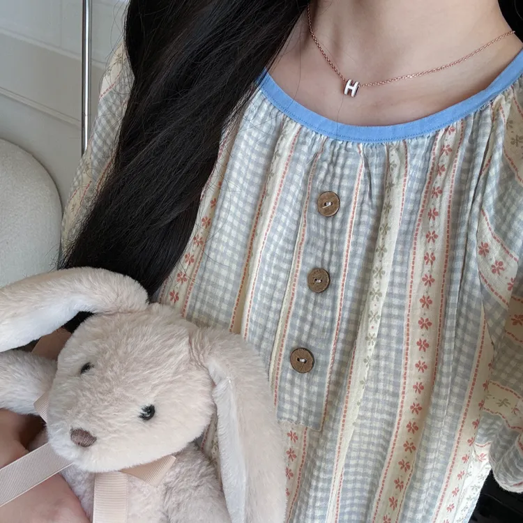 【A类纯棉】夏季新款网红双层棉纱睡裙女生可爱ins风过膝家居服裙子