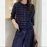 花园小花韩系2025早秋新款针织开衫女款宽松显瘦减龄毛衣1282-1