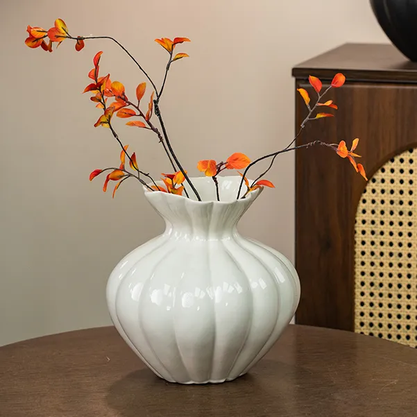 美式陶罐干花花器花瓶现代陶瓷客厅法式工艺品高22cm内口径5cm