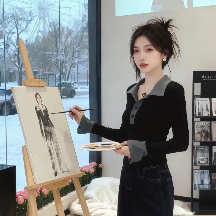 大码微胖MM正肩POLO长袖撞色T恤拼接春季新款修身显瘦运动打底衫