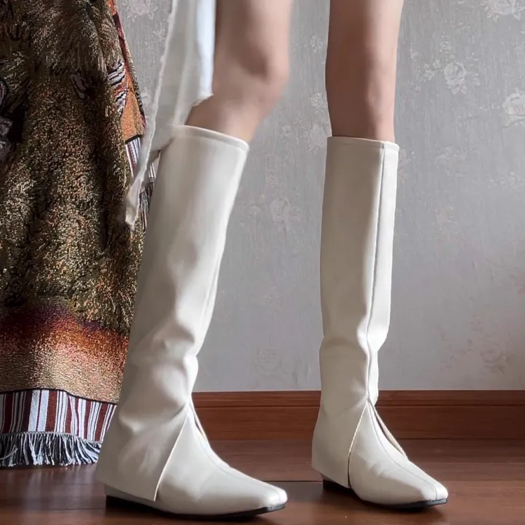 羊皮版~内增高显瘦不过膝裤管靴女靴2025秋冬辣妹高筒靴骑士靴