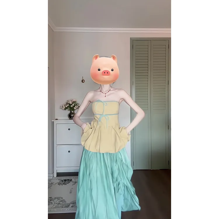 洋气衣服女早春穿搭2025气质甜美蝴蝶结抹胸背心上衣提拉半身长裙