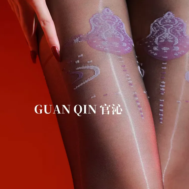 官沁「星月」5D薄款T裆银丝提花仿蕾丝极光丝袜油亮丝滑连裤袜