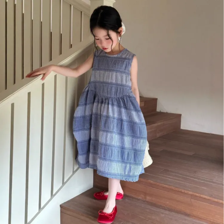 小惜亦夏季韩版童装格子女宝连衣裙宝宝时髦洋气宽松女童背心裙潮