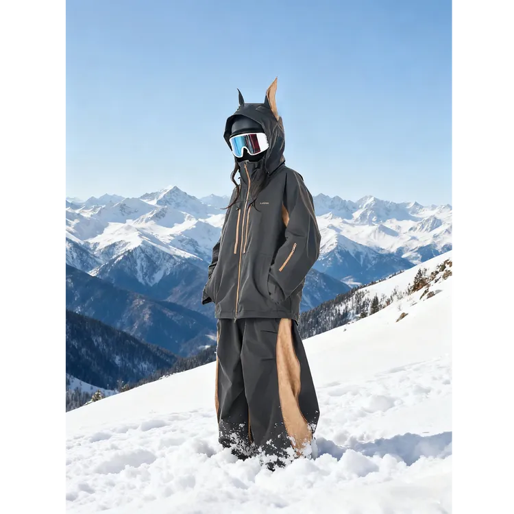 临典黑灰色杜宾滑雪服套装女2025新款户外防风防水单双板雪服外套