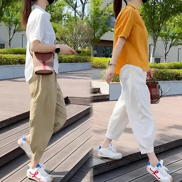 小个子2025时尚夏季宽松百搭衬衫短袖上衣洋气减龄休闲九分裤套装