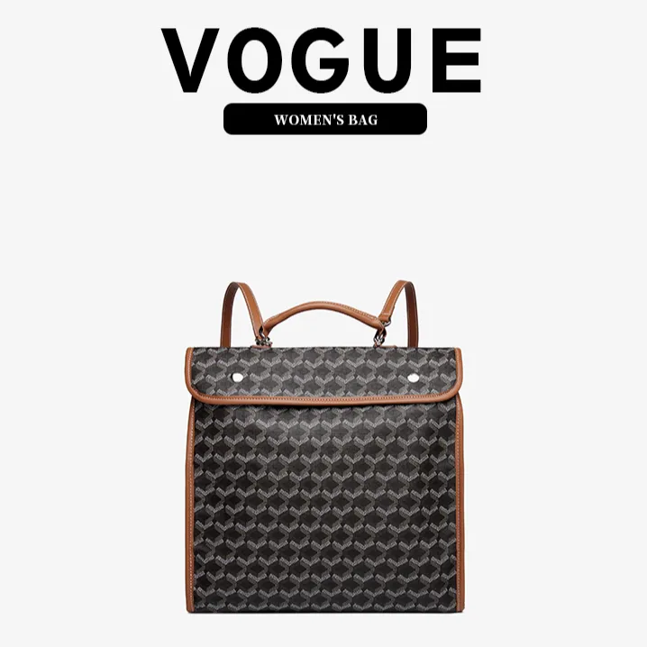 EMO狗牙双肩包经典老花休闲轻奢 高级百搭通勤女包大容量男女通背