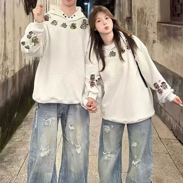情侣卫衣2025春秋冬新款爆款一男一女潮牌高级感纯棉宽松连帽卫衣