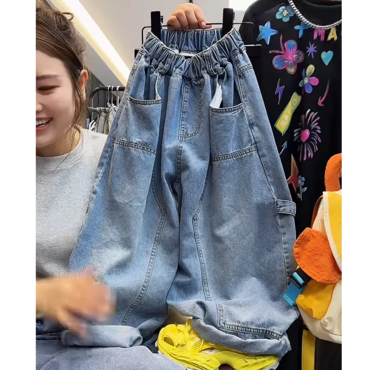 吾 2025【Y】5月26日 儿童男童女童蓝色薄款弯刀牛仔裤5320-