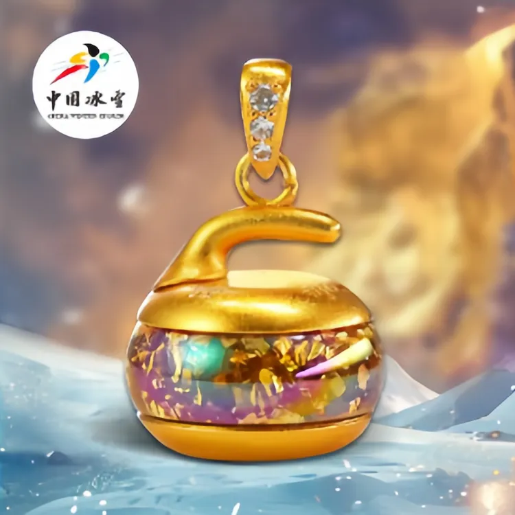 前程在握 把把壶 冰壶项链-金箔版
