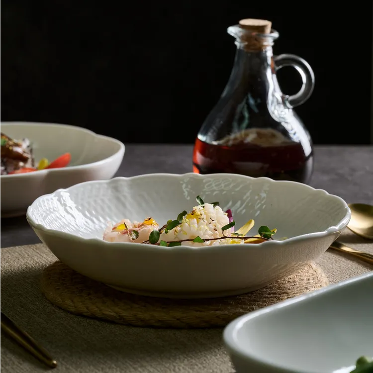 双11福利云山景墨陶瓷8寸蕾丝盘餐具乔迁礼物