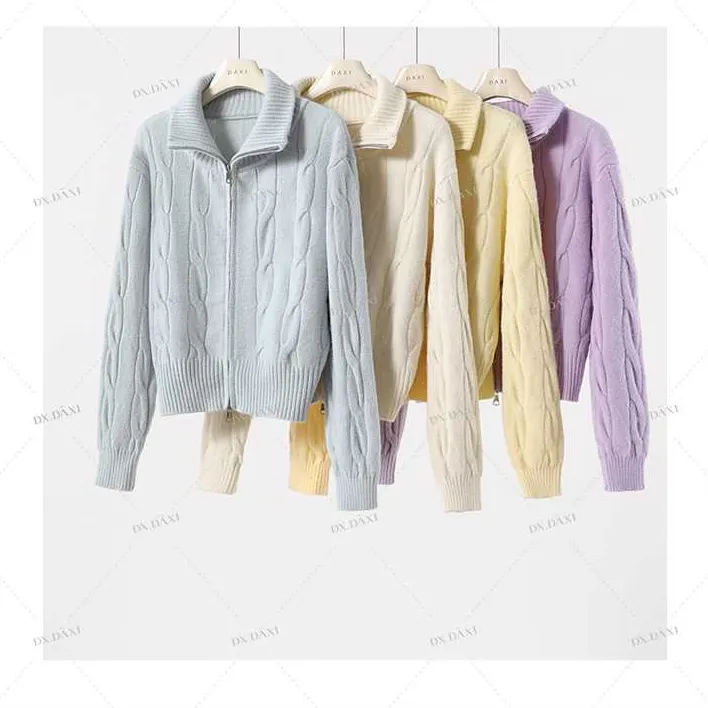 HISHIYU【满分公式】立领拉链毛衣开衫女秋冬季新款纯色内搭上衣