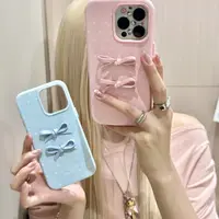 ins韩风立体蝴蝶结适用苹果171615手机壳iPhone14/13软16promax女