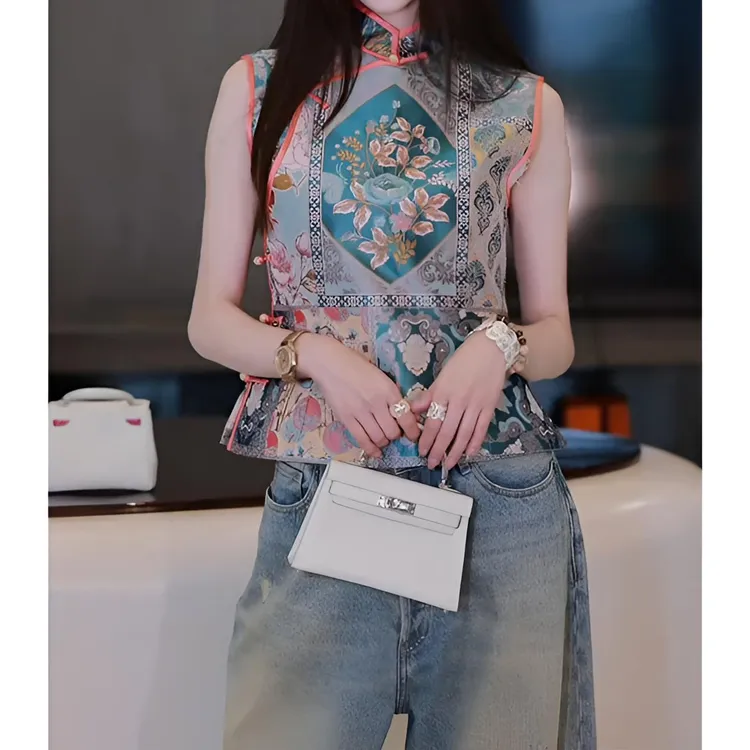 新中式国风轻奢精致印花马甲女2025年夏季新款高级感气质坎肩上衣