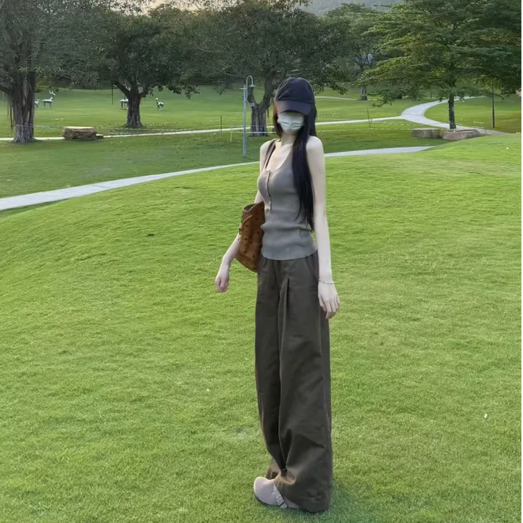 韩系气质女神2025夏季新款ins性感U领背心上衣配高腰休闲裤两件套