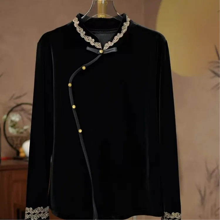 小曼推荐1856#春秋季2025韩版丝绒打底衫长袖气质宽松金丝绒上衣