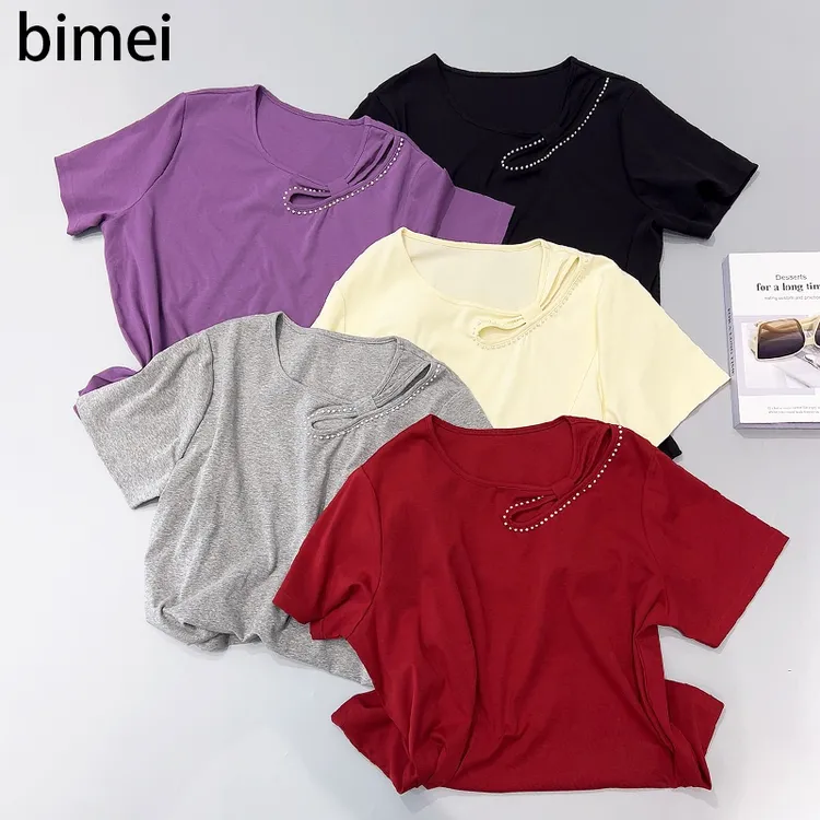 必魅法式小衫2025夏季新款镂空显瘦胖MM上衣女88452不规短袖T恤