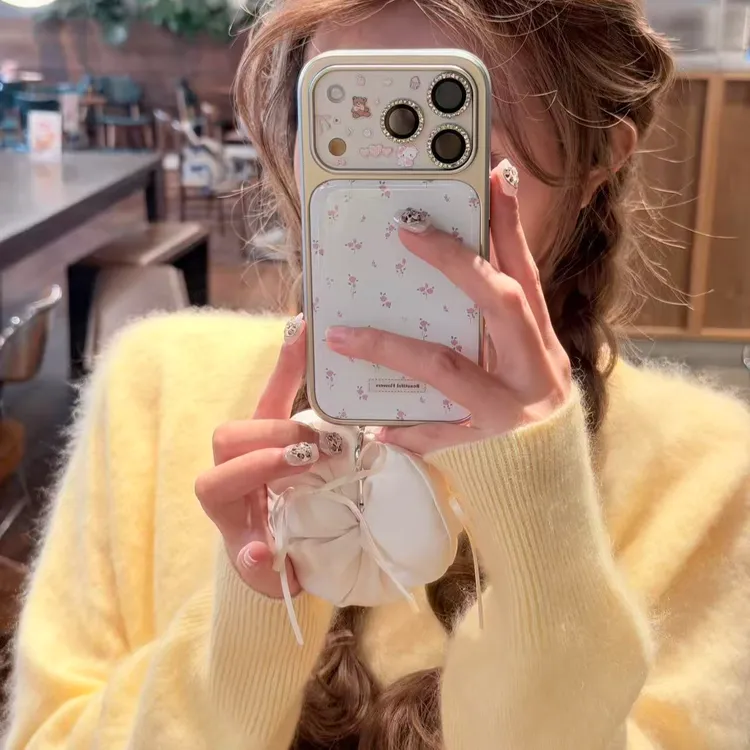 银边滴胶韩ins满屏粉玫瑰适用iPhone17promax手机壳苹果16/15/14