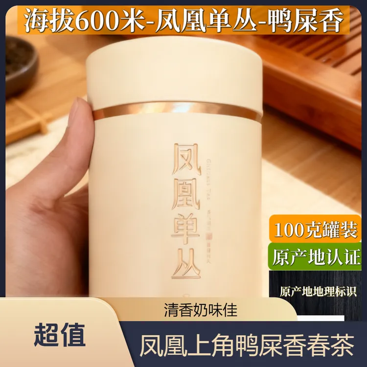鸭屎香春茶潮州正宗凤凰单丛茶中山产区海拔600清香奶香100克罐装