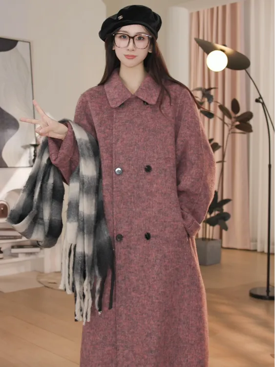 STS2024秋冬新款百搭大衣双面羊毛中长款高端定制气质冬季轻奢