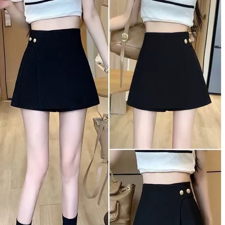 黑色不规则半身裙春秋夏季女短裙高腰a字裙包臀裙2025年新款短裙