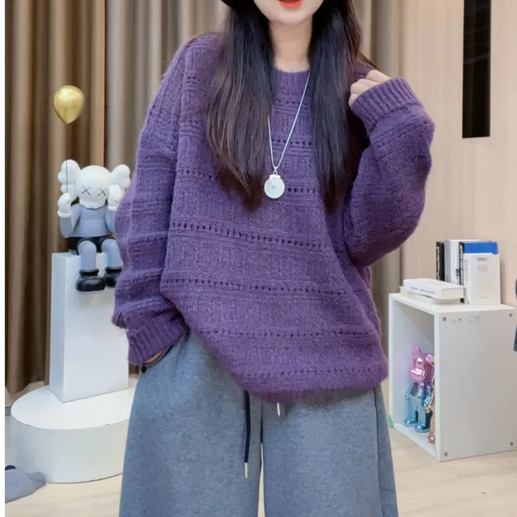 2025秋冬新款女装毛衣针织衫休闲时尚长袖宽松毛衣衫B257