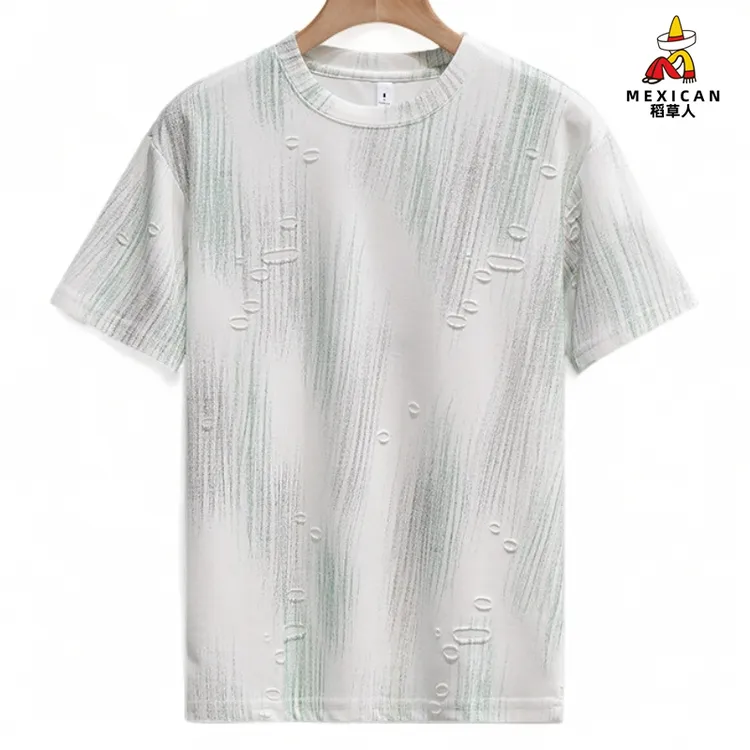 稻草人夏季薄款破洞修身型T恤户外半袖透气时尚短袖休《专柜品质》