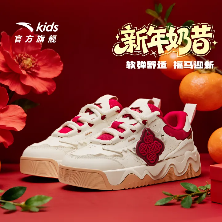 【新年限定-奶昔】冬季板鞋安踏儿童女大童甜美防滑耐磨休闲休闲鞋