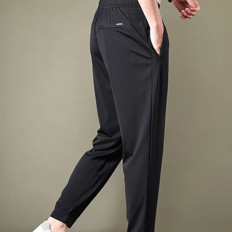 因纳巴敦桑蚕丝男士休闲裤夏季薄款运动裤宽松束脚收口卫裤冰丝男