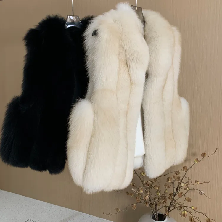 1987fur "济州雪境"整皮狐狸毛皮草马甲女2025新款立领短款外套