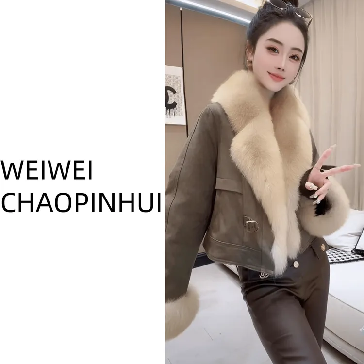意模【薇薇高端欧货】秋冬气质时尚拼接狐狸毛鹅绒羽绒服--31070772