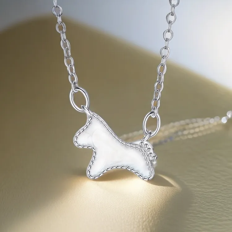 不锈钢项链 生肖马系列流光白马项链女气质百搭高级感学生通勤