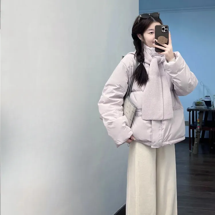 2024新款冬季搭配一整套粉色棉服外套女百搭休闲裤两件套高级感