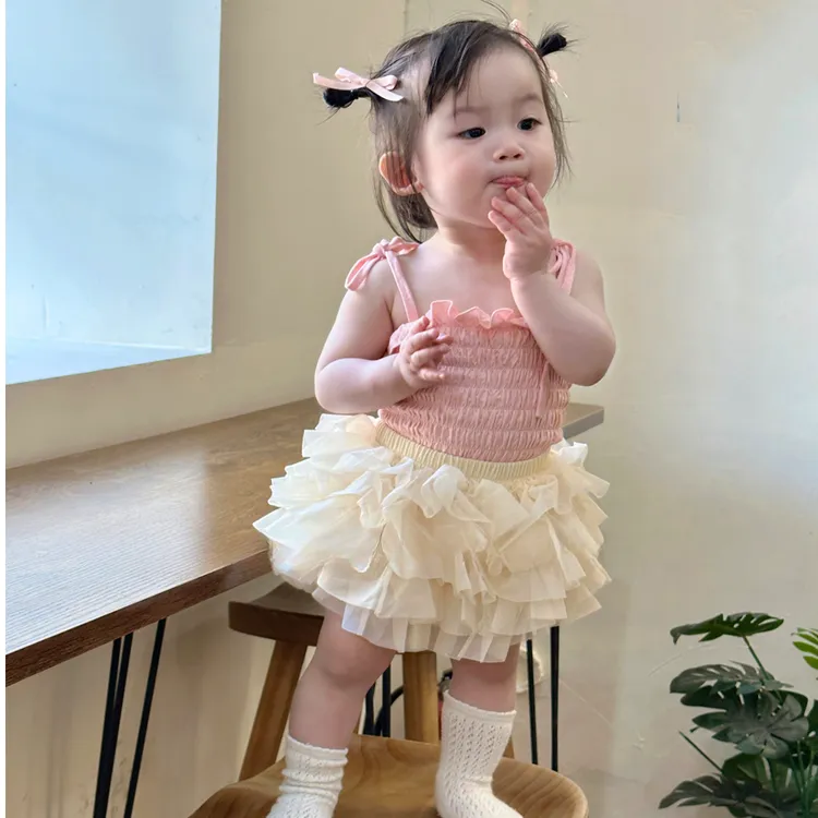 女童吊带套装2025夏季宝宝背心花苞tutu裙婴幼儿蓬蓬裙夏季两件套