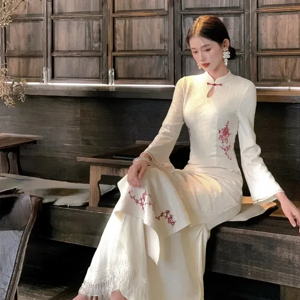 凌茜恣禾【雪玉花】国风新中式温婉优雅大气修身收腰显瘦旗袍连衣裙